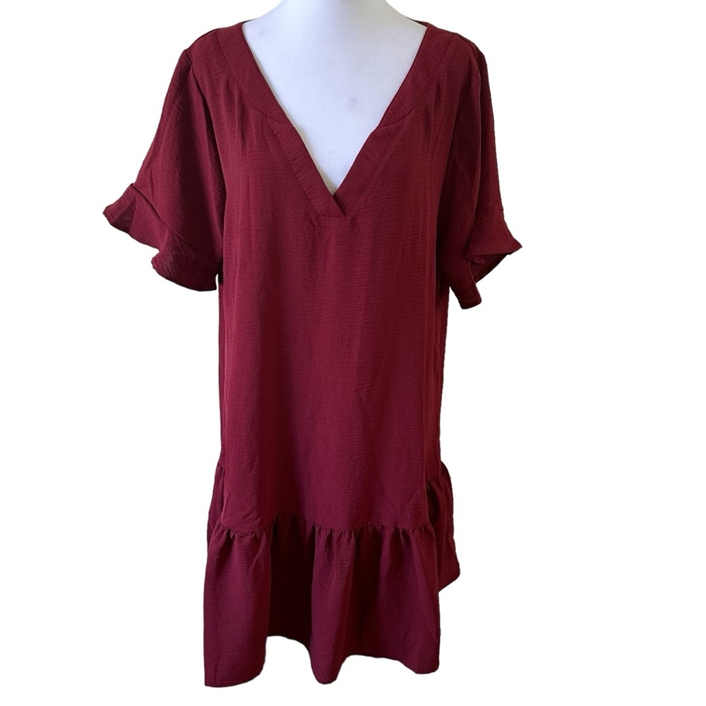 Aoulaydo Women’s V-Neck Swimsuit Coverups Burgundy Size L NWT.